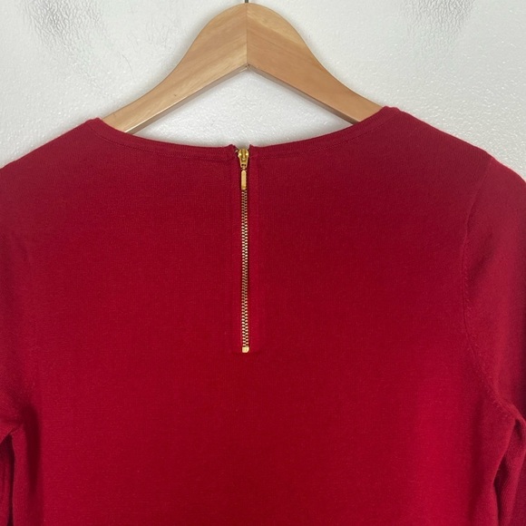 Chico's Sweater Top Size 0 US Small Red Long Sleeve Back Zipper Crewneck - Picture 3 of 8